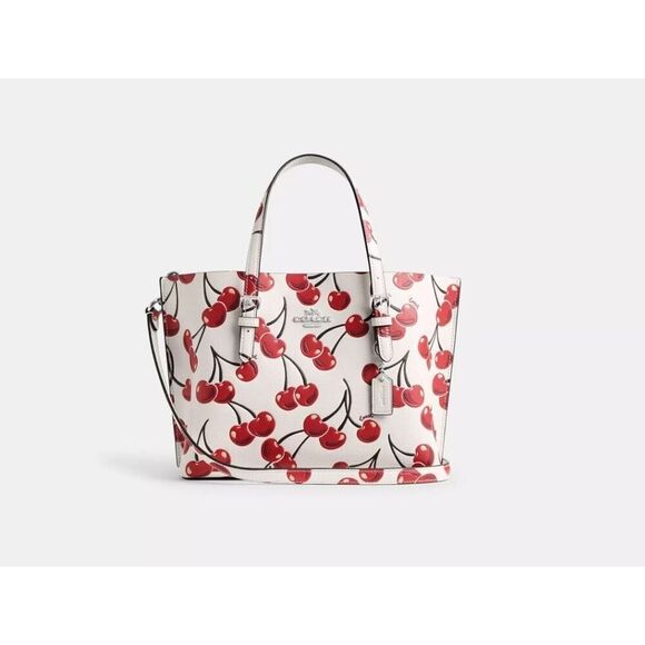 NWT COACH CY695 Mollie Tote Bag 25 With Cherry Print Leather - Picture 2 of 12
